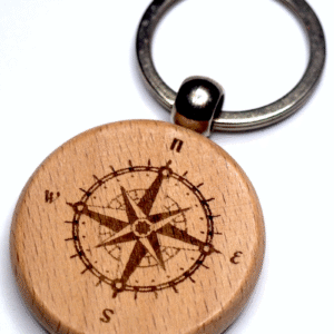 Wooden Compass Keychain