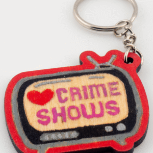 Wooden Heart Crime Shows Keychain