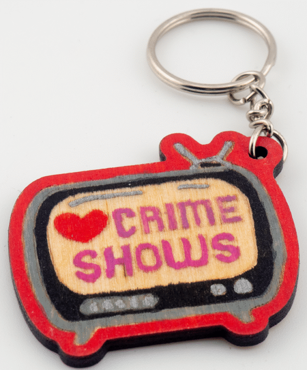 Wooden Heart Crime Shows Keychain