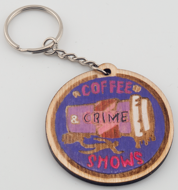 Wooden Coffee & Crime Shows Keyring