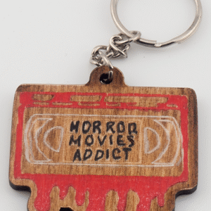Wooden Horror Movies Addict Keychain